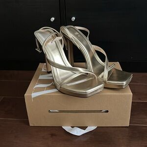 ZARA Gold Strappy Heels
